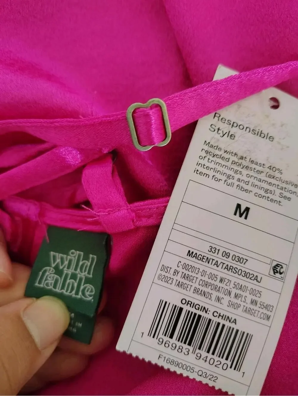 Wild Fable Women Dress Sz M Fuchsia Hot Pink Lace Up Back BarbieCore Birthday